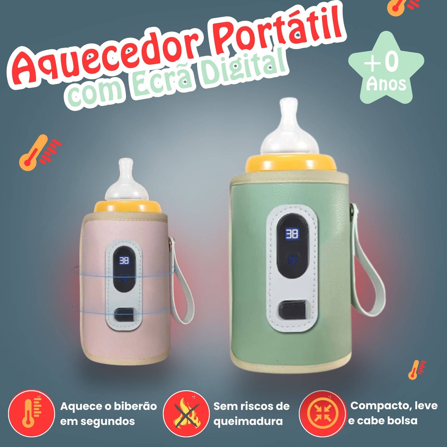 Aquecedor Portátil com Ecrã Digital
