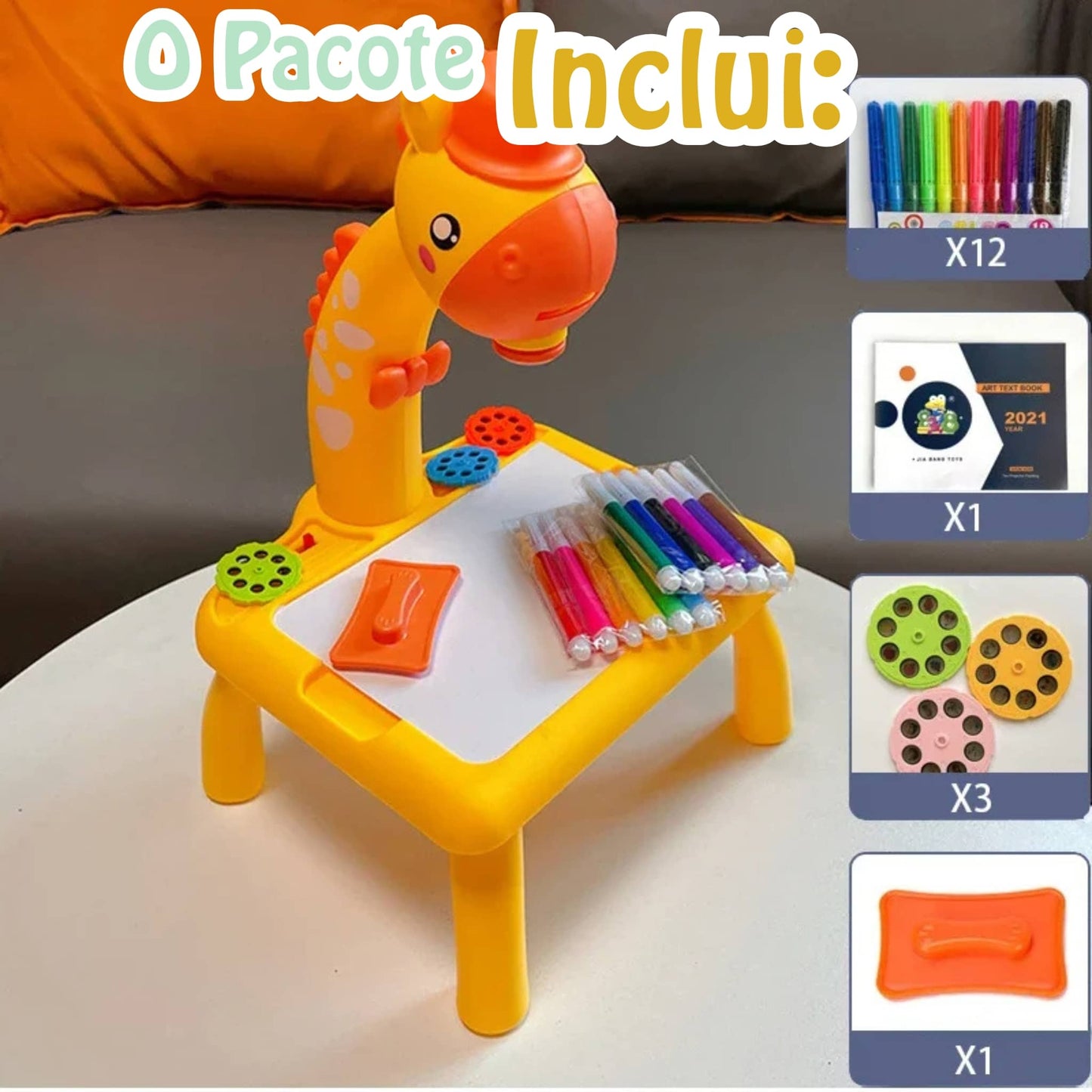 Girafa Artista™ - Mesa Projetora de desenhos para crianças