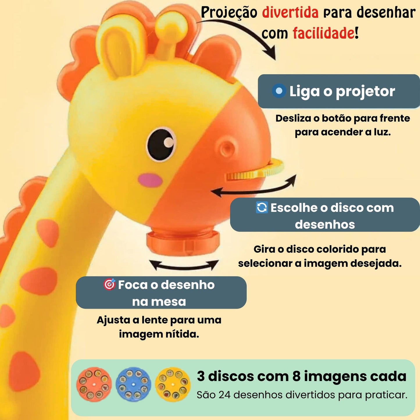 Girafa Artista™ - Mesa Projetora de desenhos para crianças